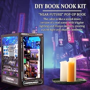 Cyberpunk book nook kit | DIY cyber world bookshelf with led | shelf ornament