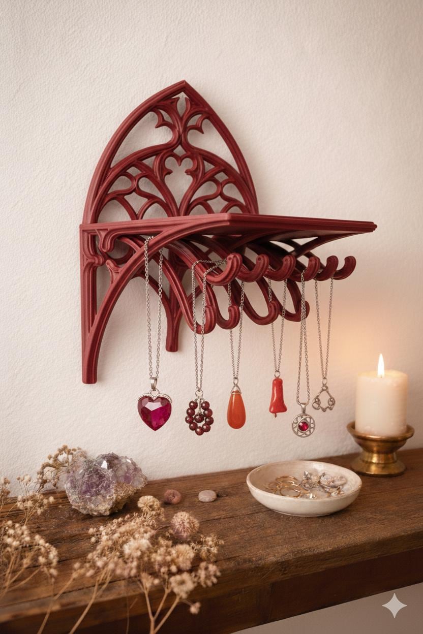 Gothic Arch Wall Shelf & Jewellery Organiser