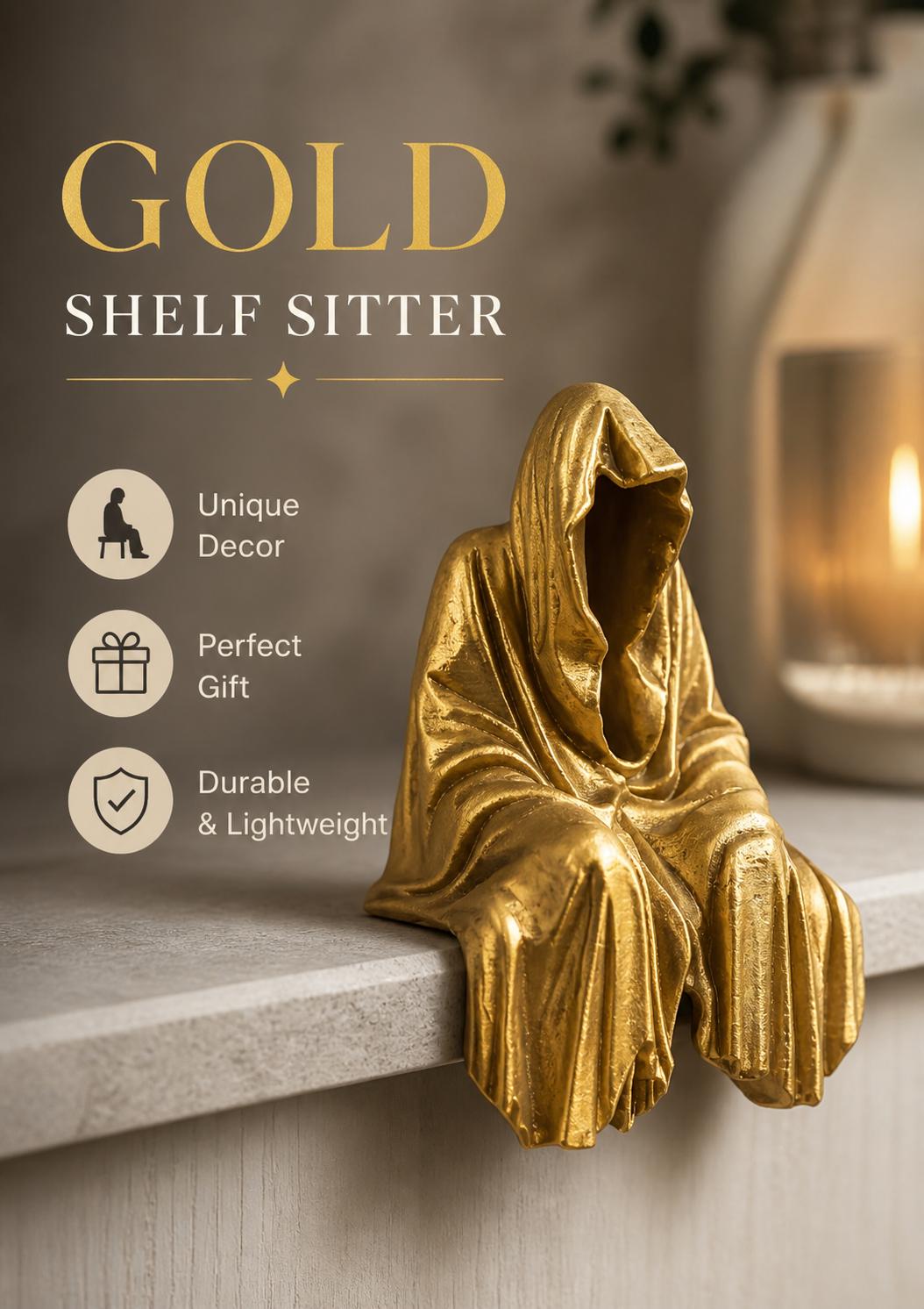 Dark Grim Reaper Shelf Sitter | Gothic Fantasy Bookcase Decor