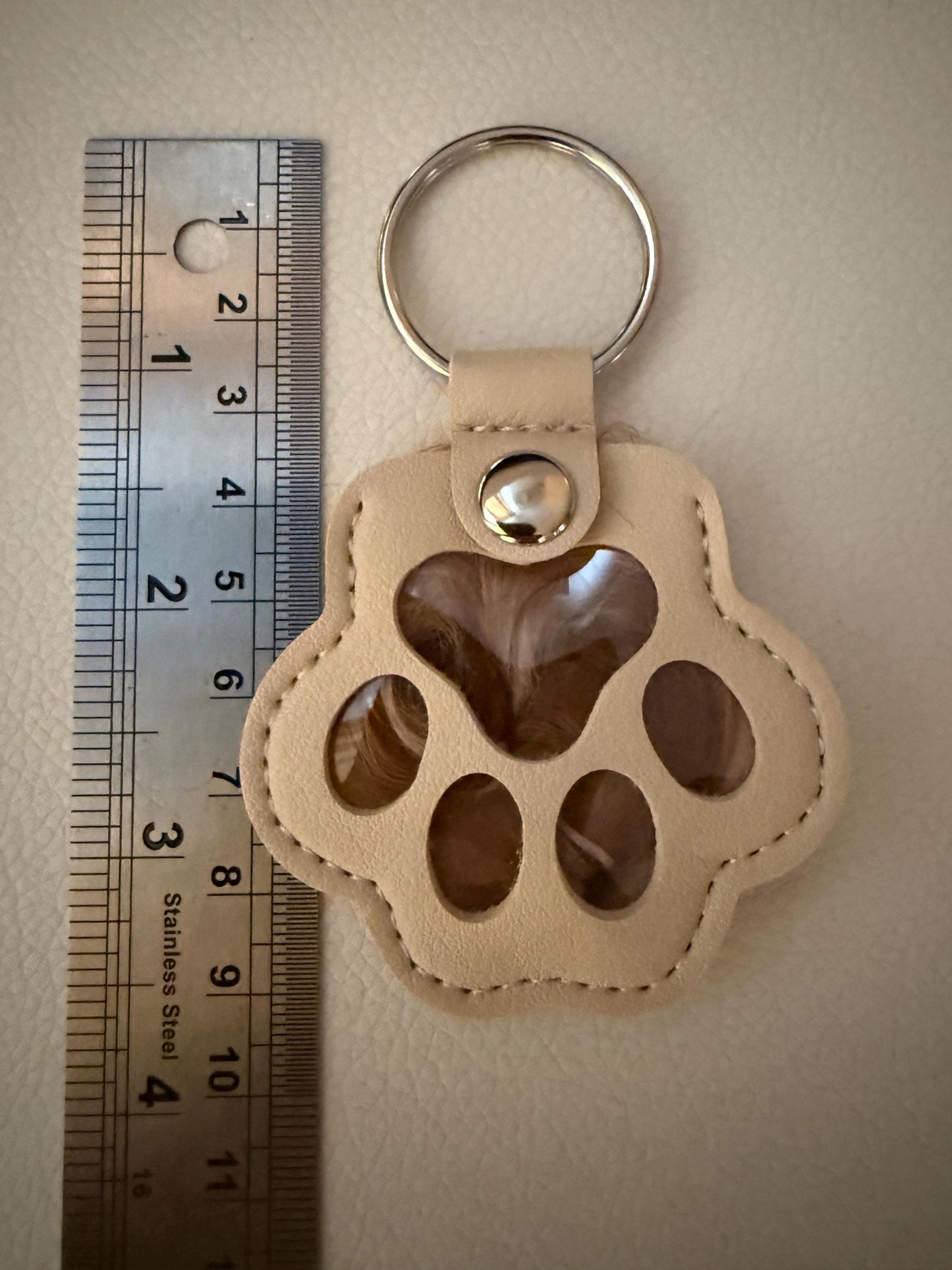 Dog Fur Keepsake Keyring: Paw Print Pet Memorial Gift