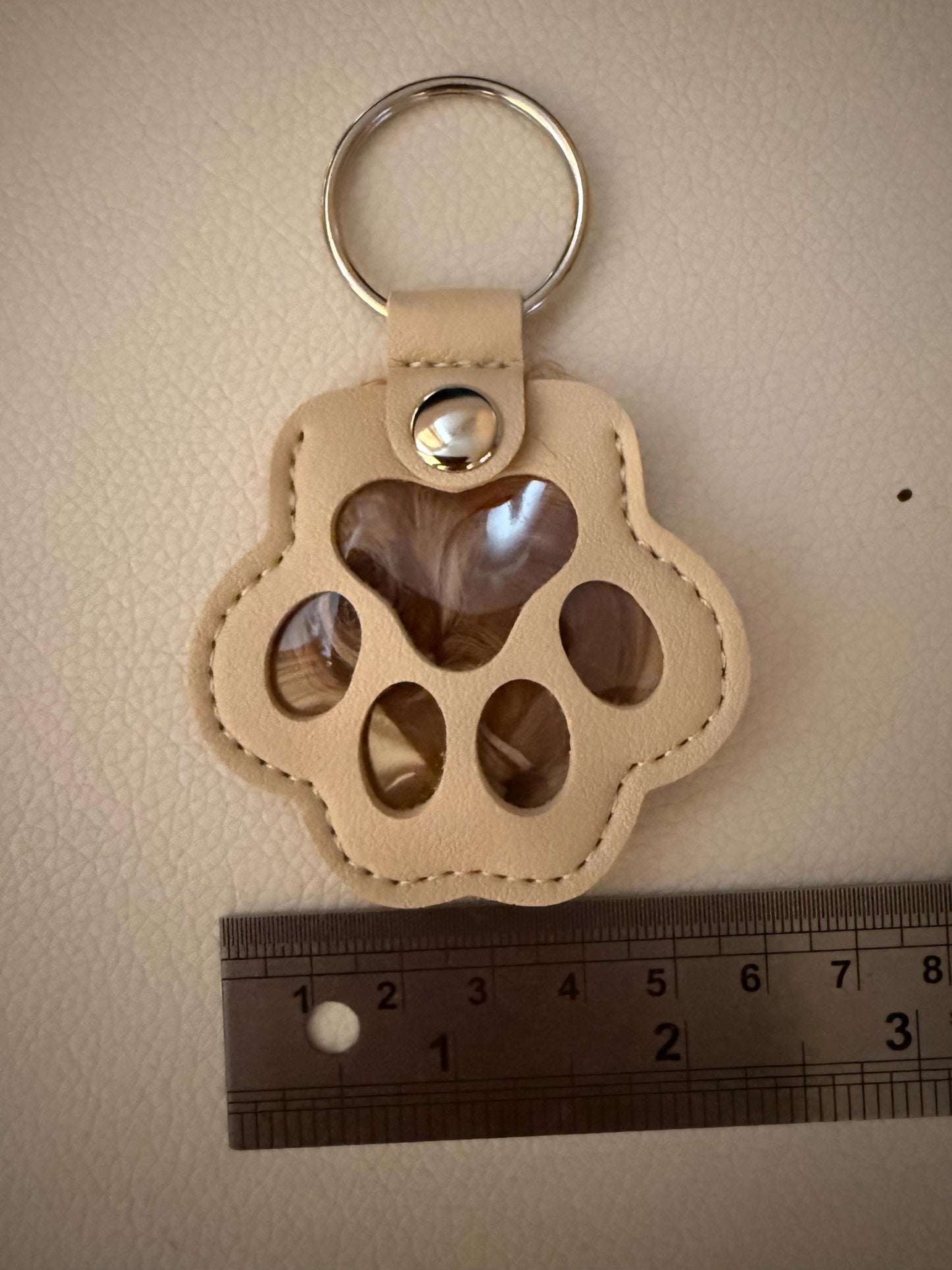 Dog Fur Keepsake Keyring: Paw Print Pet Memorial Gift