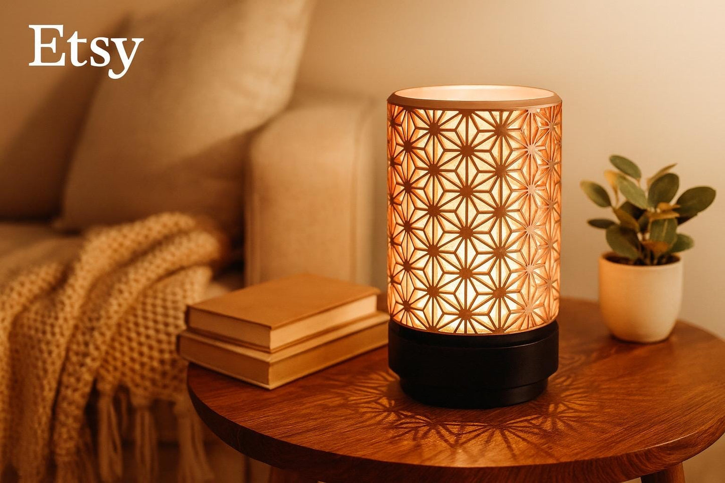 3D Printed Modern Ambient Lamp – Warm Glow LED Night Light, Minimalist Home Decor, Unique Desk or Bedside Lighting