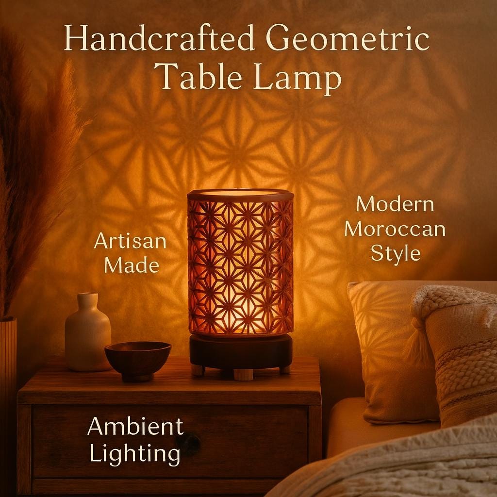 3D Printed Modern Ambient Lamp – Warm Glow LED Night Light, Minimalist Home Decor, Unique Desk or Bedside Lighting