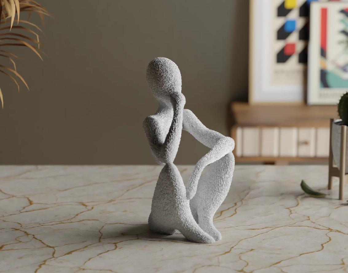 Abstract Thinker Sculpture – Modern Minimalist Home Decor