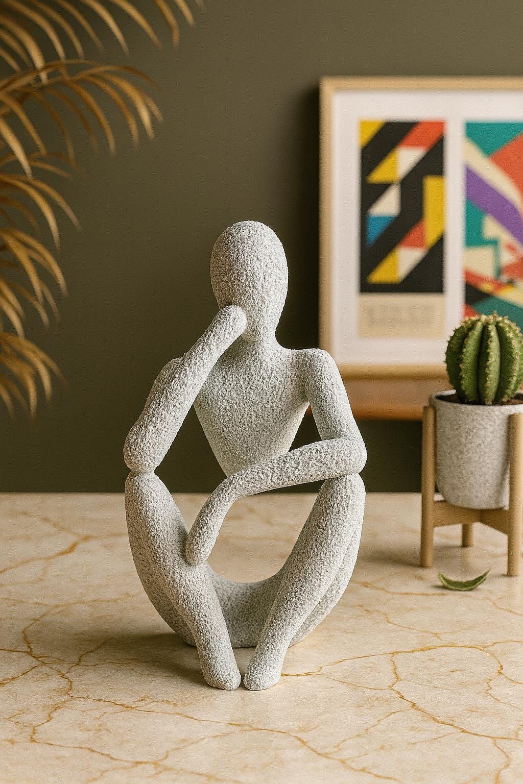 Abstract Thinker Sculpture – Modern Minimalist Home Decor