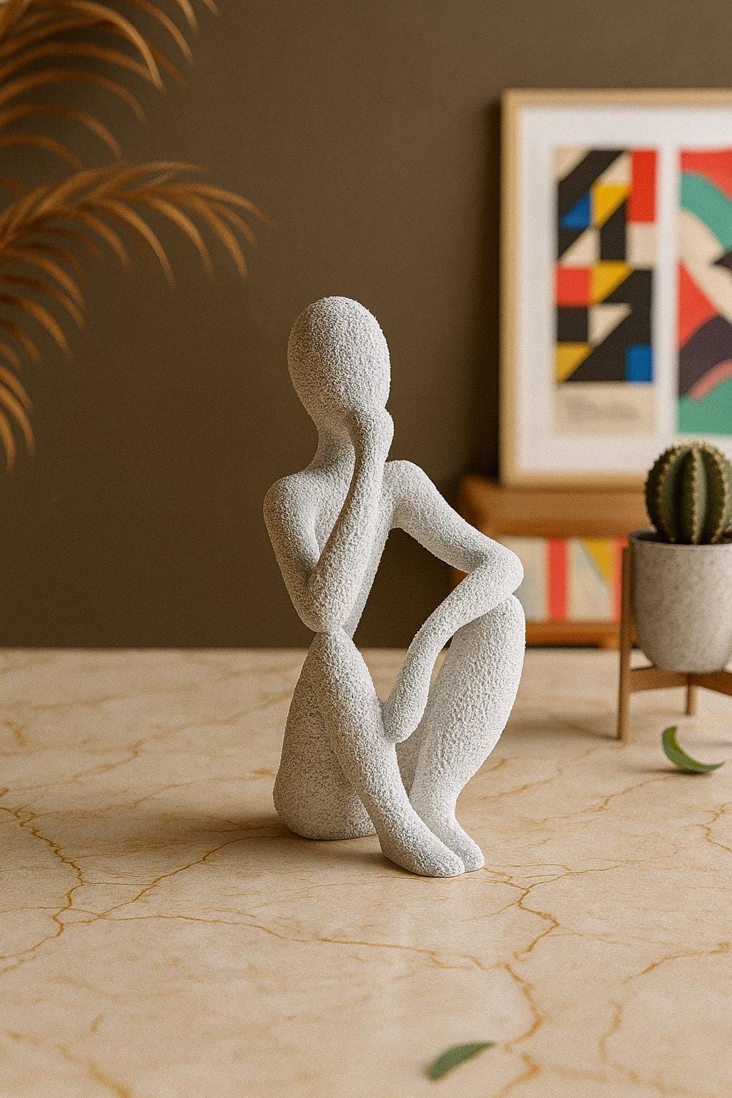Abstract Thinker Sculpture – Modern Minimalist Home Decor