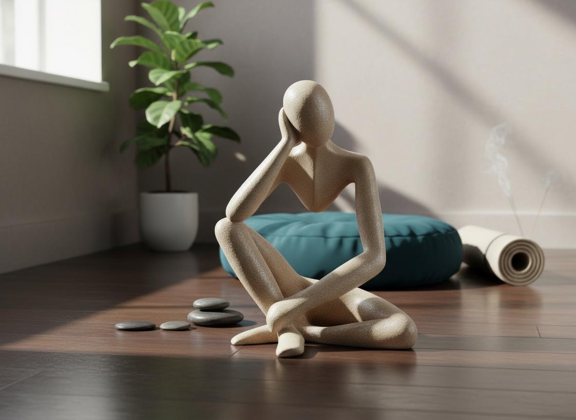 Handcrafted Meditation Figure - Minimalist Zen Sculpture- ornament- nobody- Christmas gift- simplistic art, textured