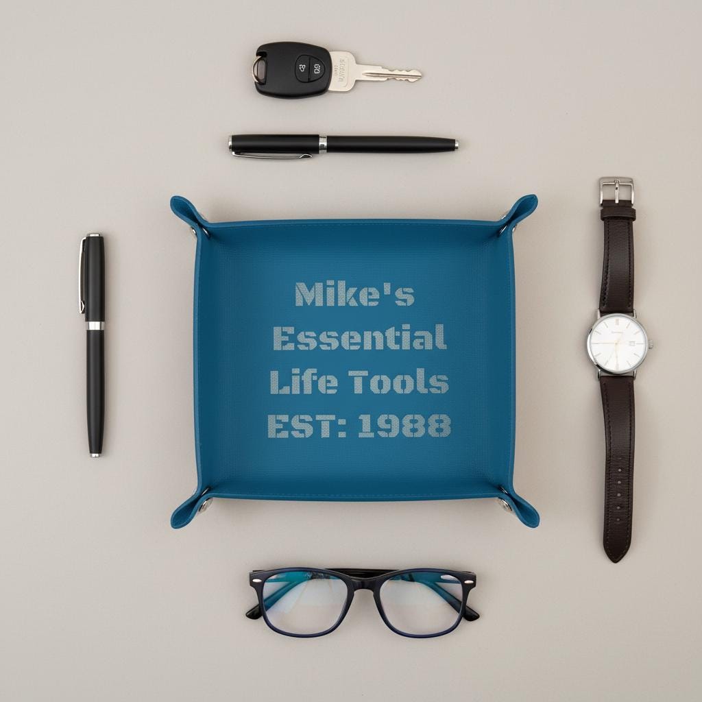 Blue pu leather valet tray personalized