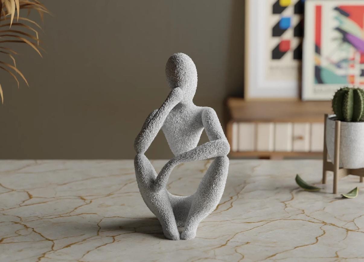 Abstract Thinker Sculpture – Modern Minimalist Home Decor
