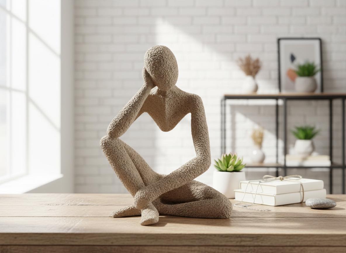 Handcrafted Meditation Figure - Minimalist Zen Sculpture- ornament- nobody- Christmas gift- simplistic art, textured