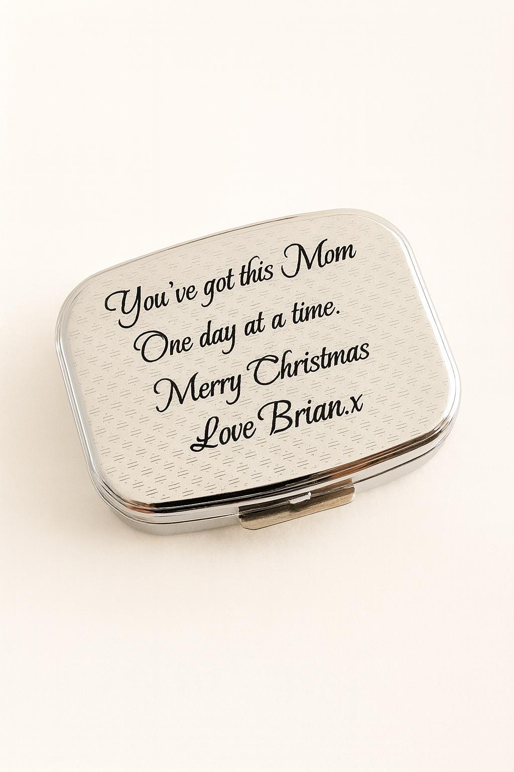 Personalized Mirrored Pill Box • Floral Design, Custom Engraved Gift