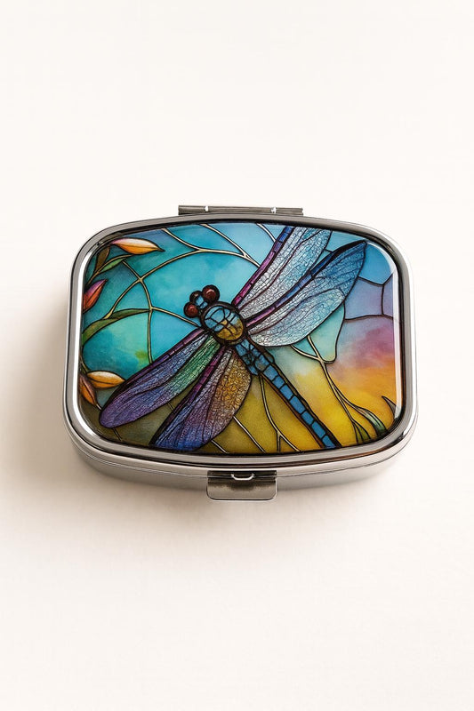 Personalized Mirrored Pill Box • Floral Design, Custom Engraved Gift