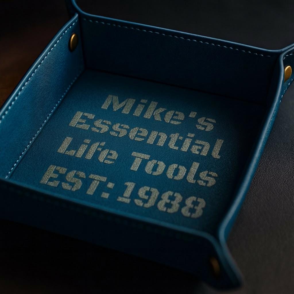 Blue pu leather valet tray personalized