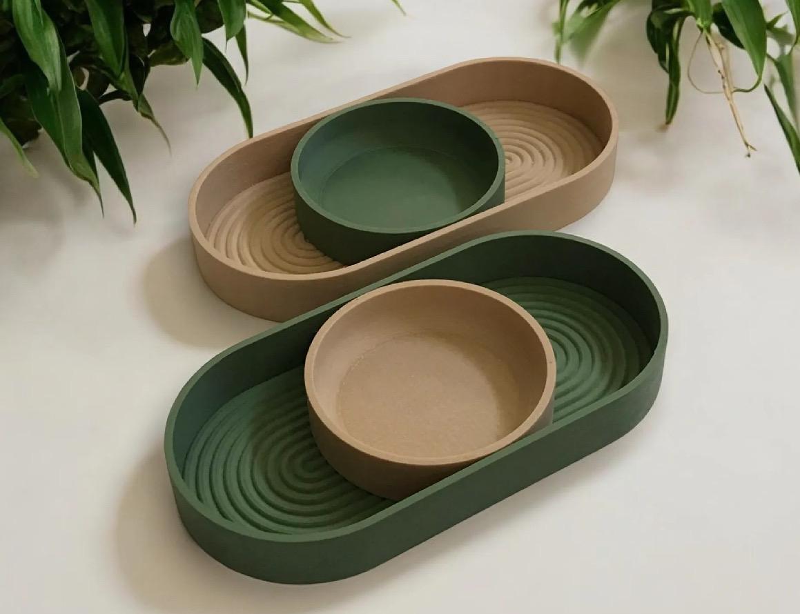 Zen Sliding Tray with Removable Bowls | Minimalist Desk Organizer