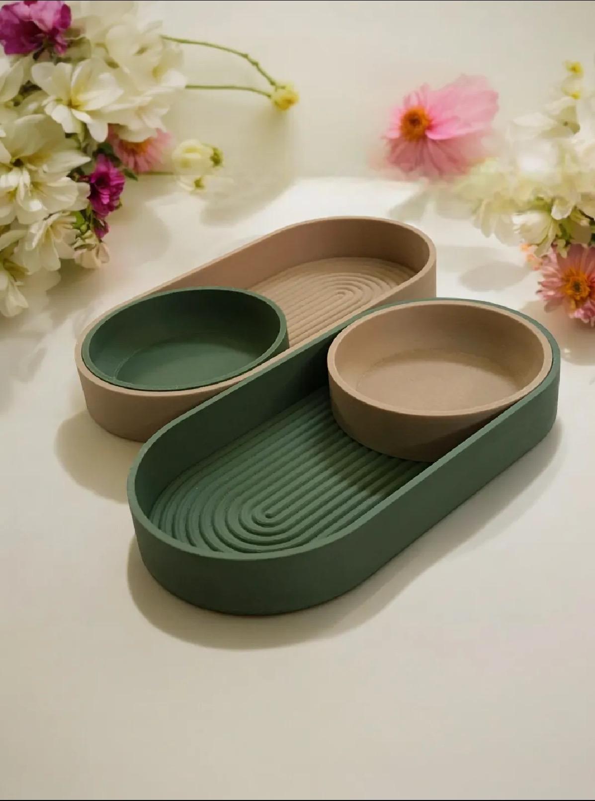 Zen Sliding Tray with Removable Bowls | Minimalist Desk Organizer