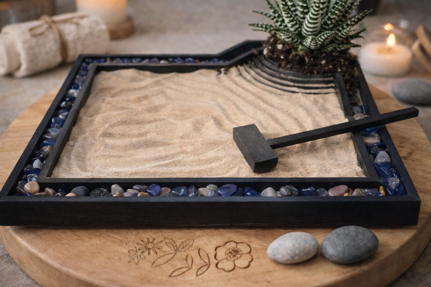 Mini Zen Garden Desk Set, 3D Printed Japanese Sand Garden
