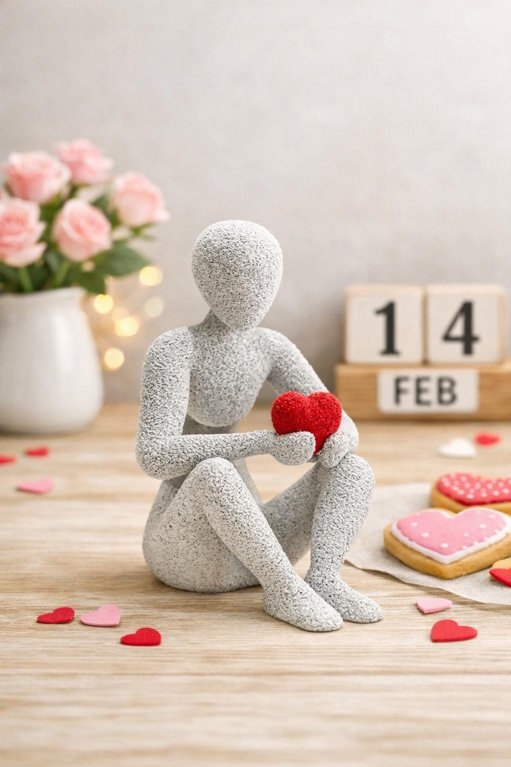 Abstract Couple Figurine – Valentine's Day Love Sculpture