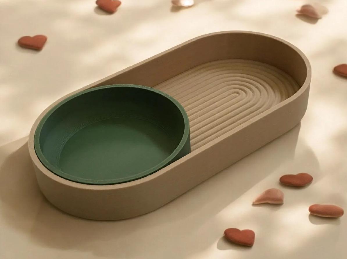 Zen Sliding Tray with Removable Bowls | Minimalist Desk Organizer