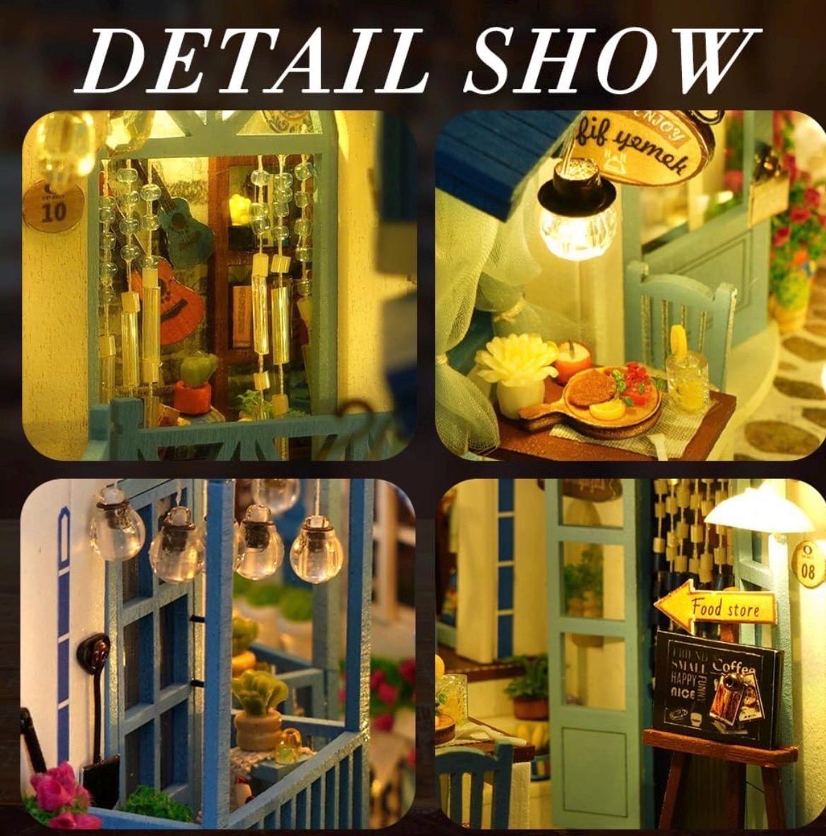 DIY Mediterranean Alley Book Nook Kit | Coastal Bookshelf Insert with LED