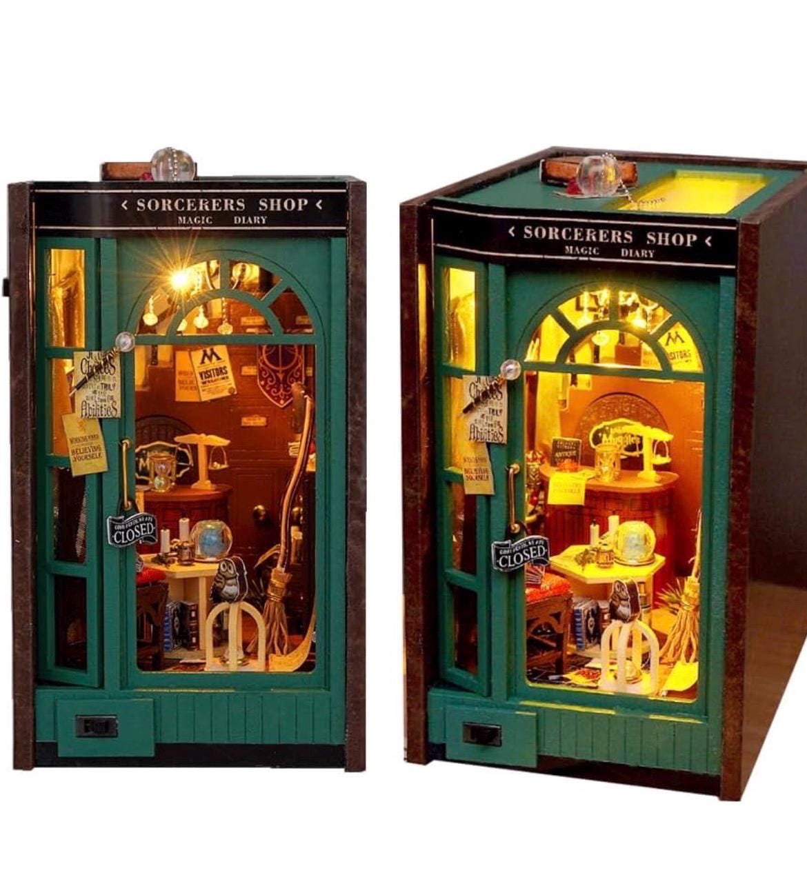 Magic Book Nook DIY Kit | Sorcerer's Shop Bookshelf Insert with LED