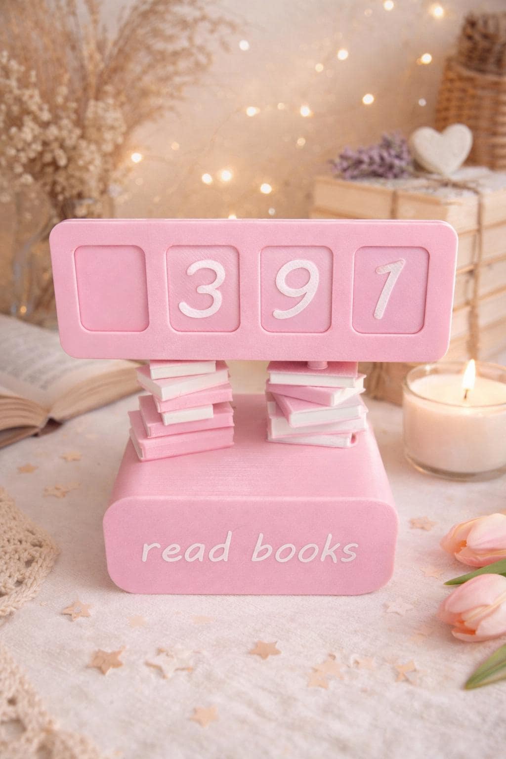 3D Printed Book Reading Tracker | Pastel Desk Decor