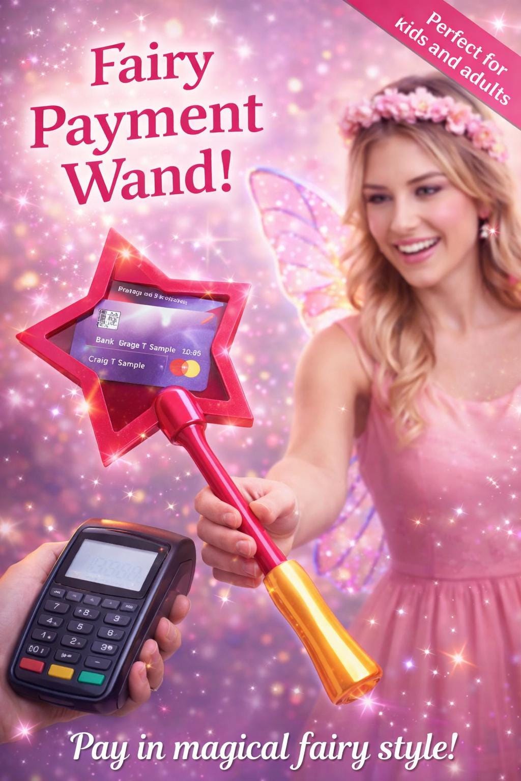 Tap to Pay Wand | Fairy Payment Wand | Contactless Card, Retractable Handle