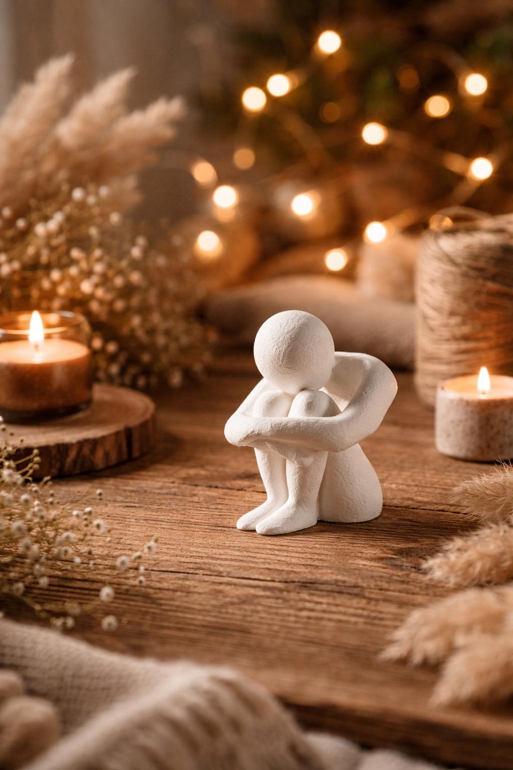 Minimalist Embrace Sculpture – 3D Printed Neutral Figurine