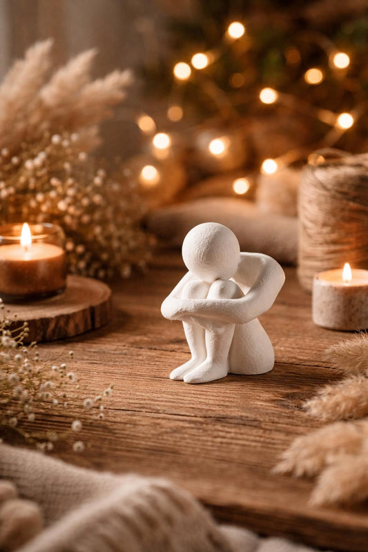 Minimalist Embrace Sculpture – 3D Printed Neutral Figurine