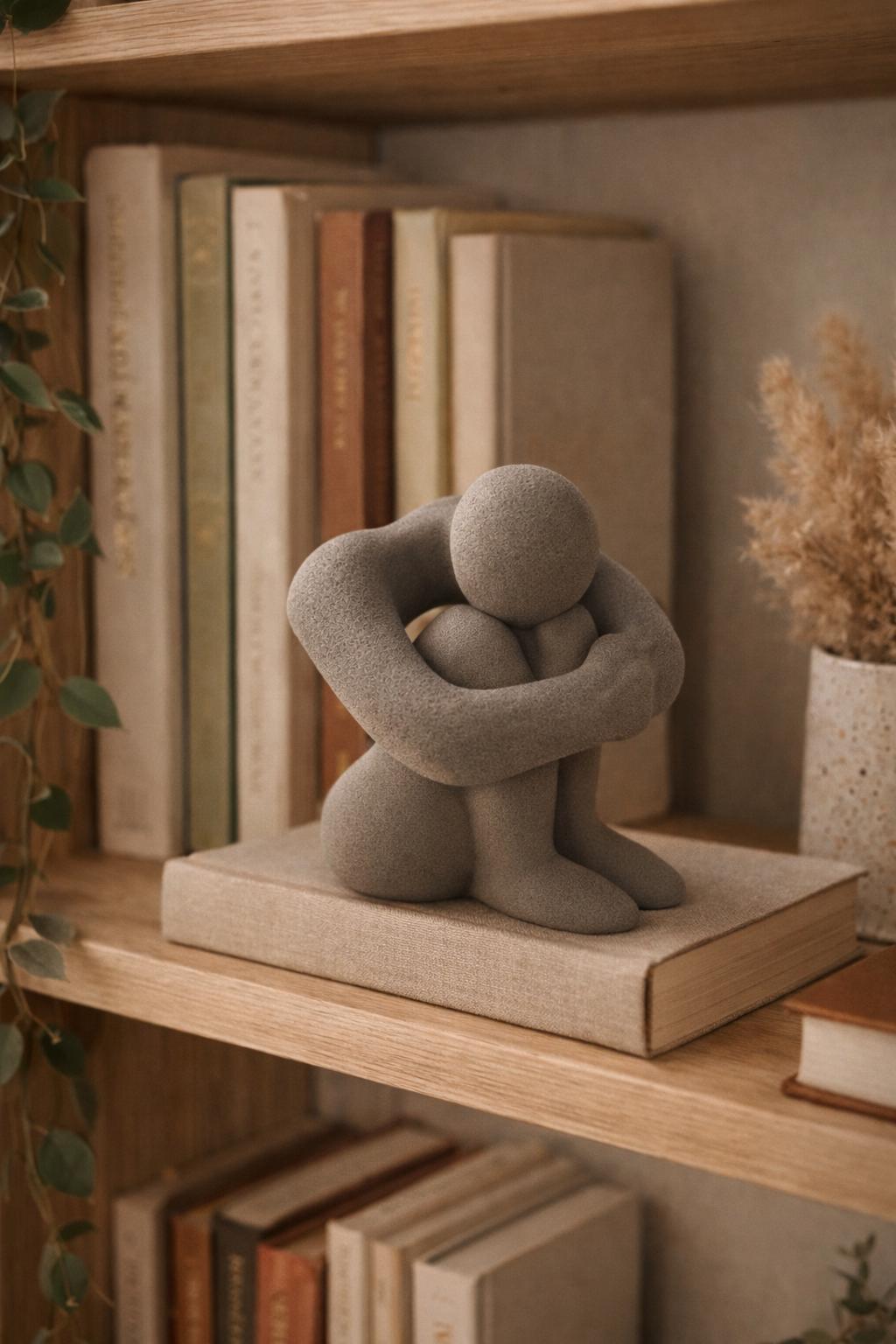 Minimalist Embrace Sculpture – 3D Printed Neutral Figurine