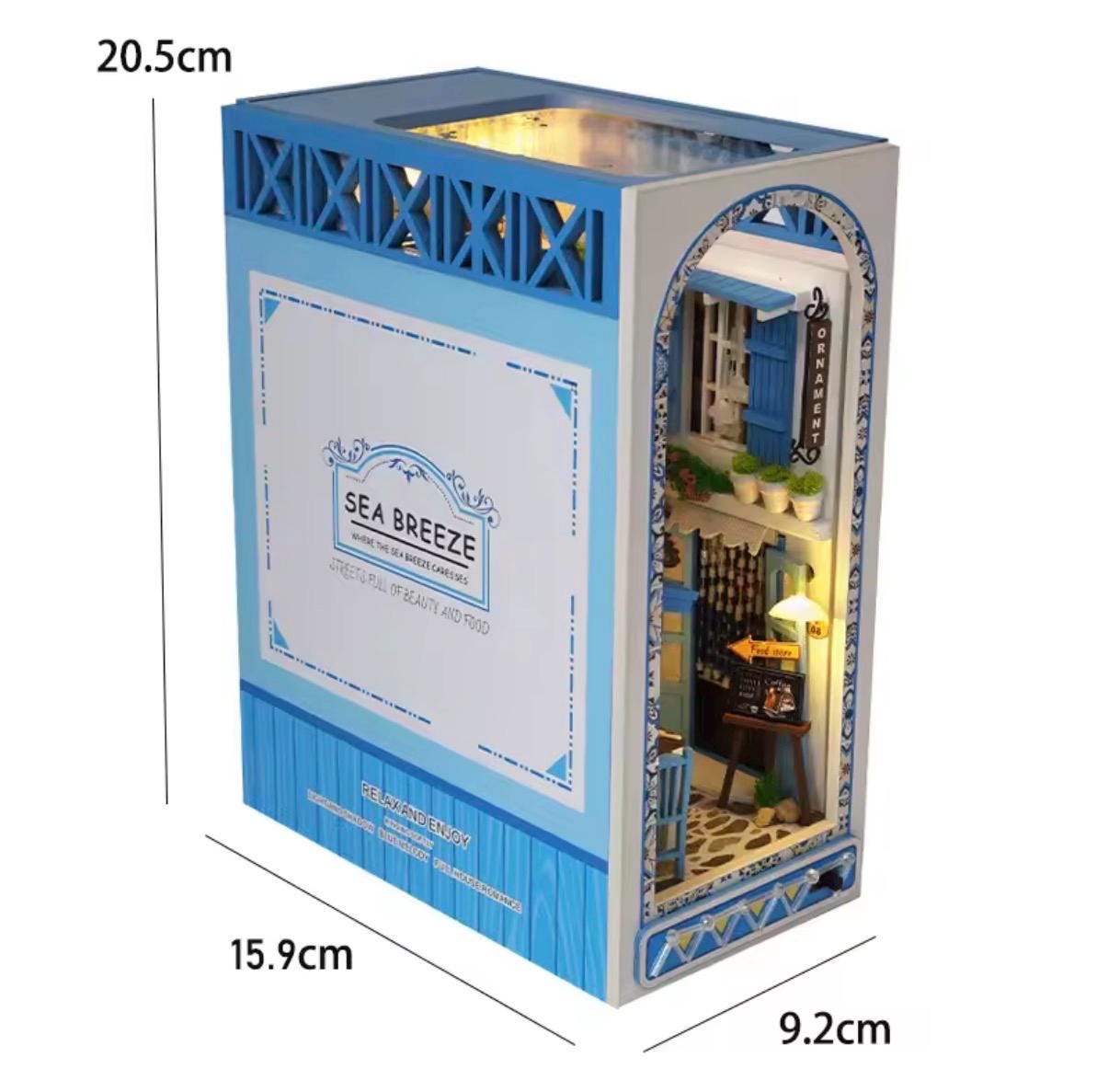 DIY Mediterranean Alley Book Nook Kit | Coastal Bookshelf Insert with LED