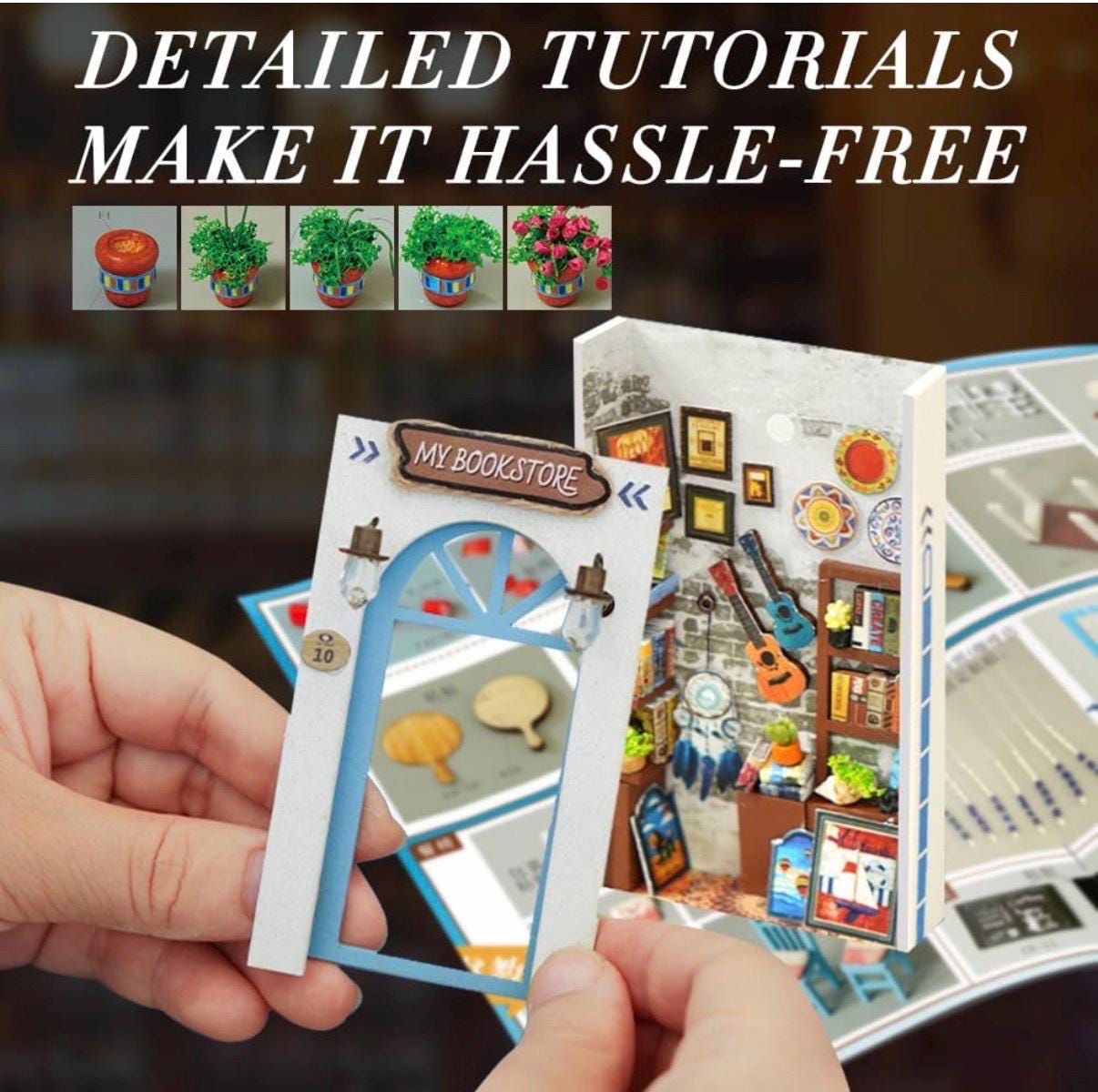 DIY Mediterranean Alley Book Nook Kit | Coastal Bookshelf Insert with LED