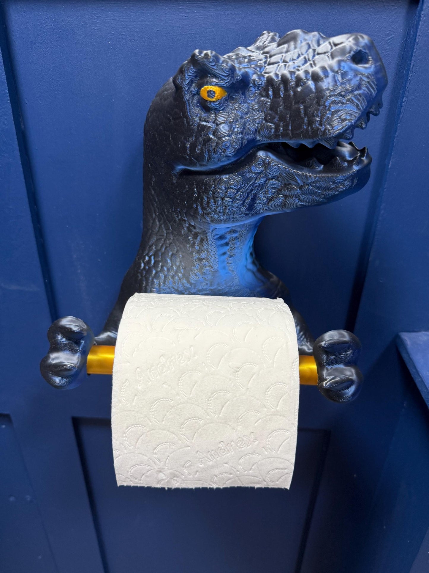 3D Printed T-Rex Toilet Roll Holder – Dinosaur Bathroom Decor
