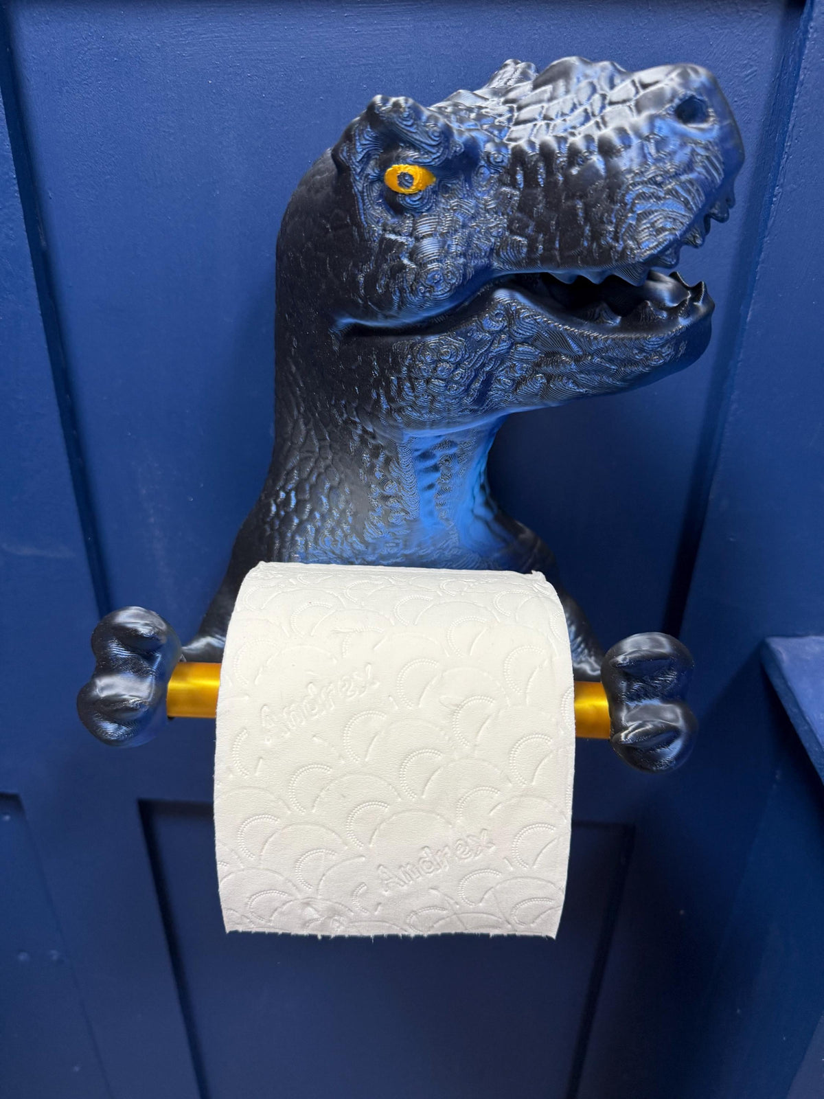 3D Printed T-Rex Toilet Roll Holder – Dinosaur Bathroom Decor