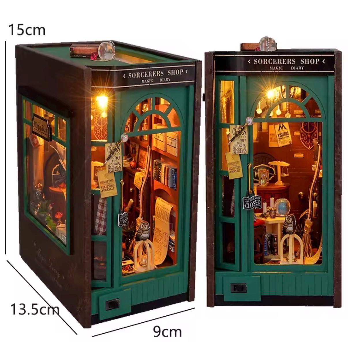 Magic Book Nook DIY Kit | Sorcerer's Shop Bookshelf Insert with LED