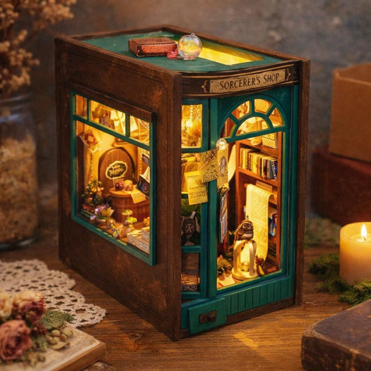 Magic Book Nook DIY Kit | Sorcerer's Shop Bookshelf Insert with LED