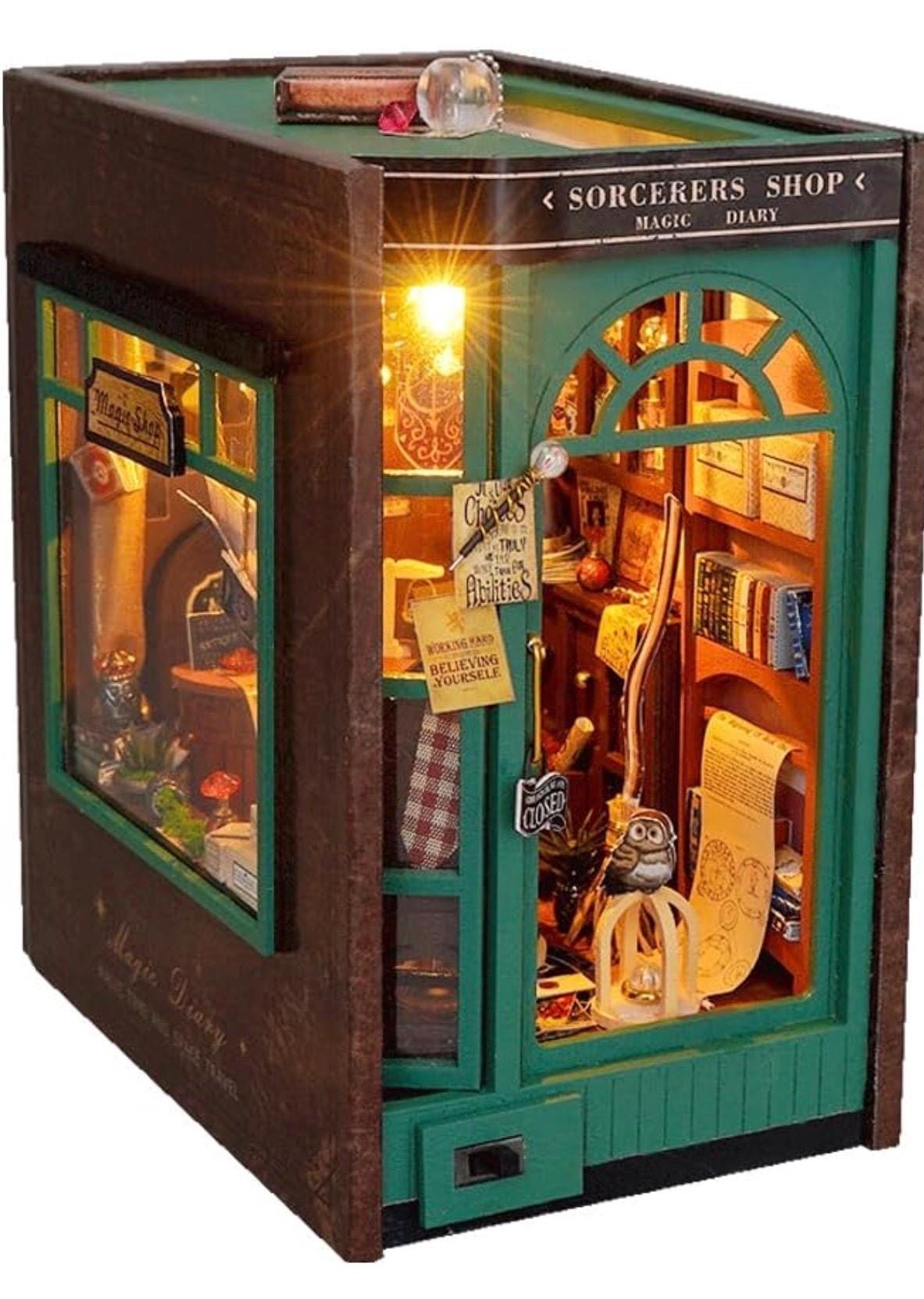 Magic Book Nook DIY Kit | Sorcerer's Shop Bookshelf Insert with LED