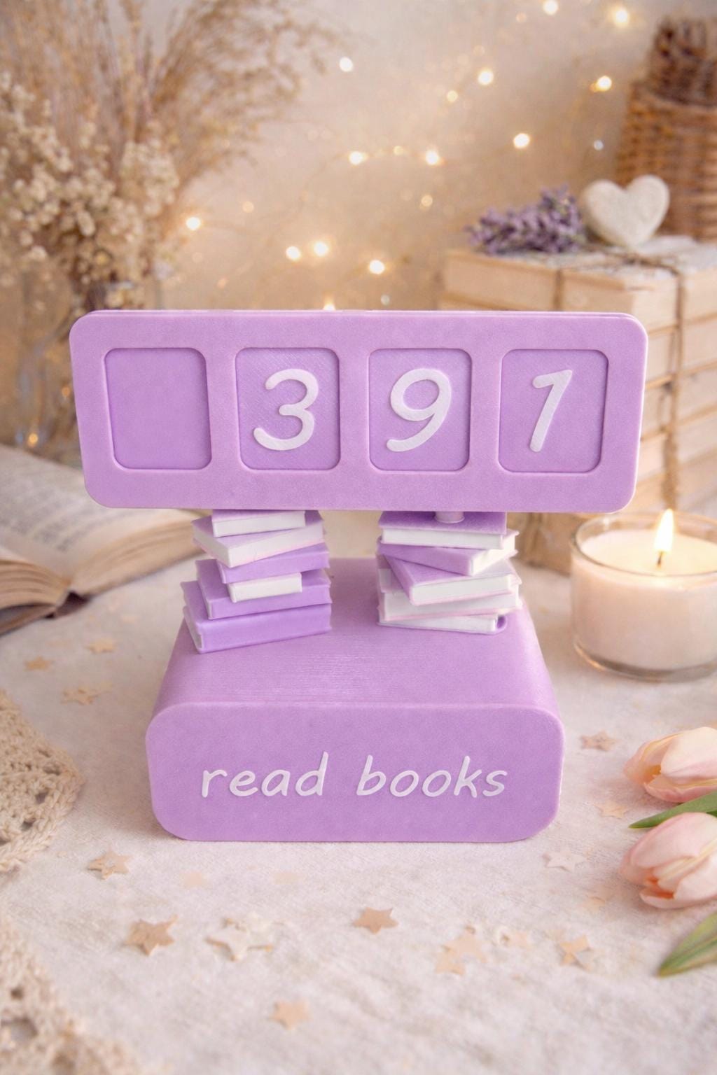 3D Printed Book Reading Tracker | Pastel Desk Decor