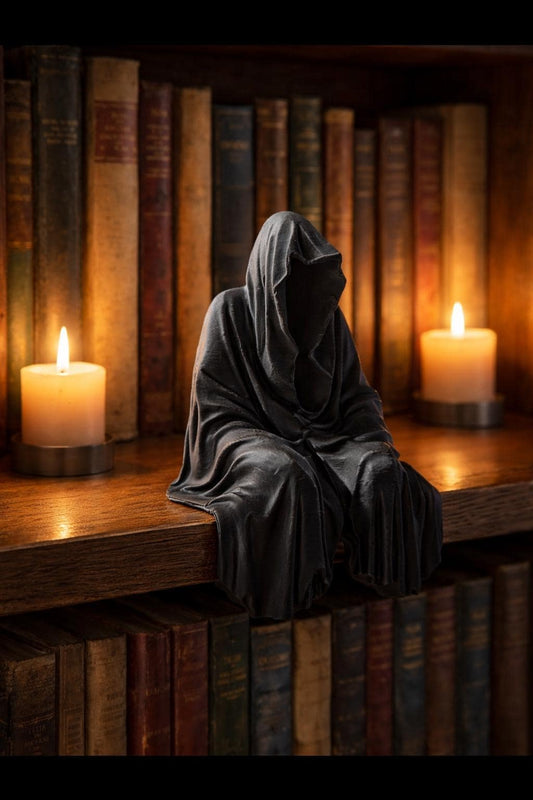 Dark Grim Reaper Shelf Sitter | Gothic Fantasy Bookcase Decor