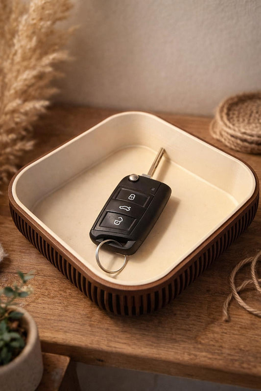 Modern Wood Catchall Bowl | Entryway Valet Tray