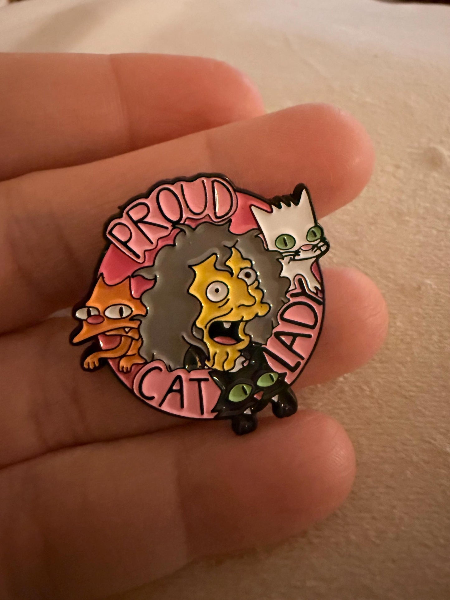 Enamel pin badge - Proud Cat Lady - fun novelty gift badge