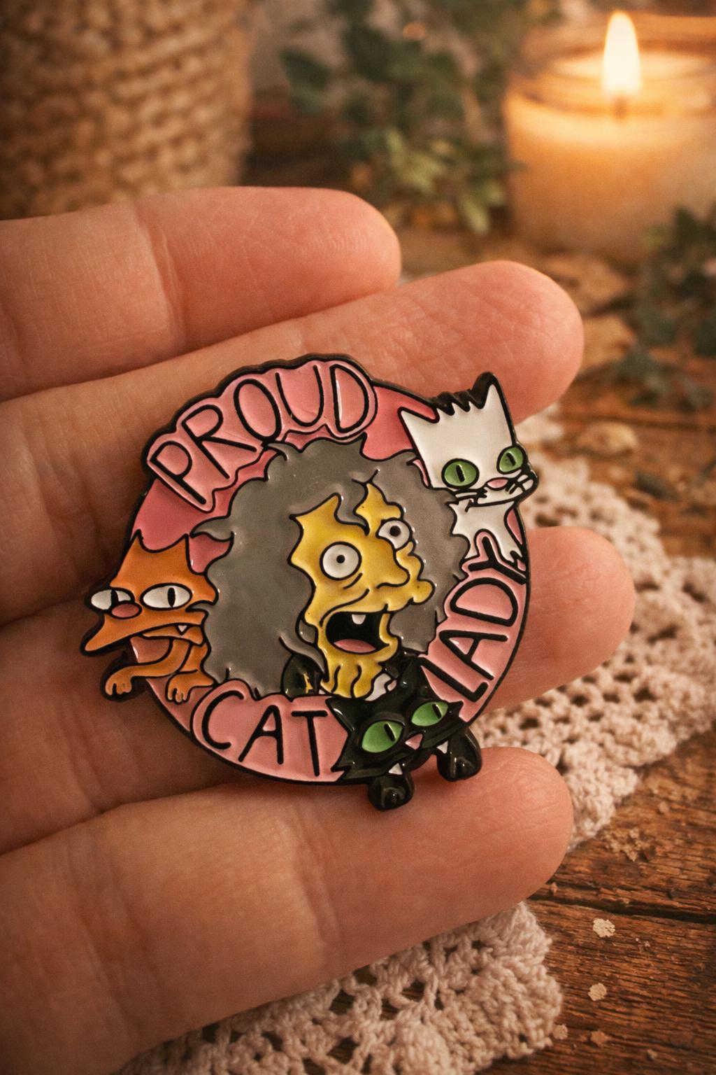 Enamel pin badge - Proud Cat Lady - fun novelty gift badge