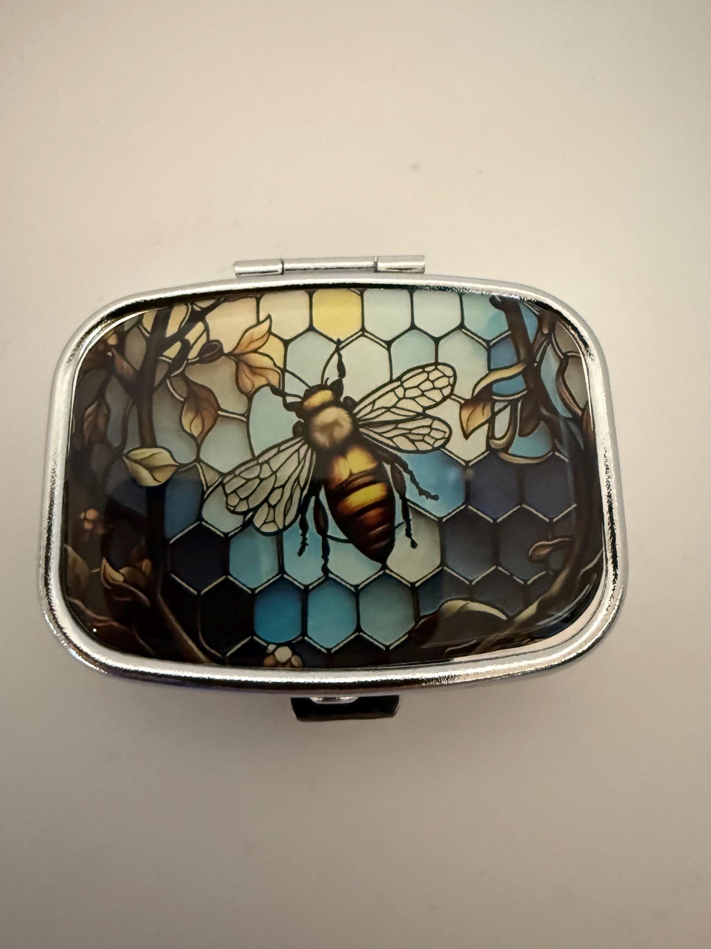 Personalized Mirrored Pill Box • Floral Design, Custom Engraved Gift