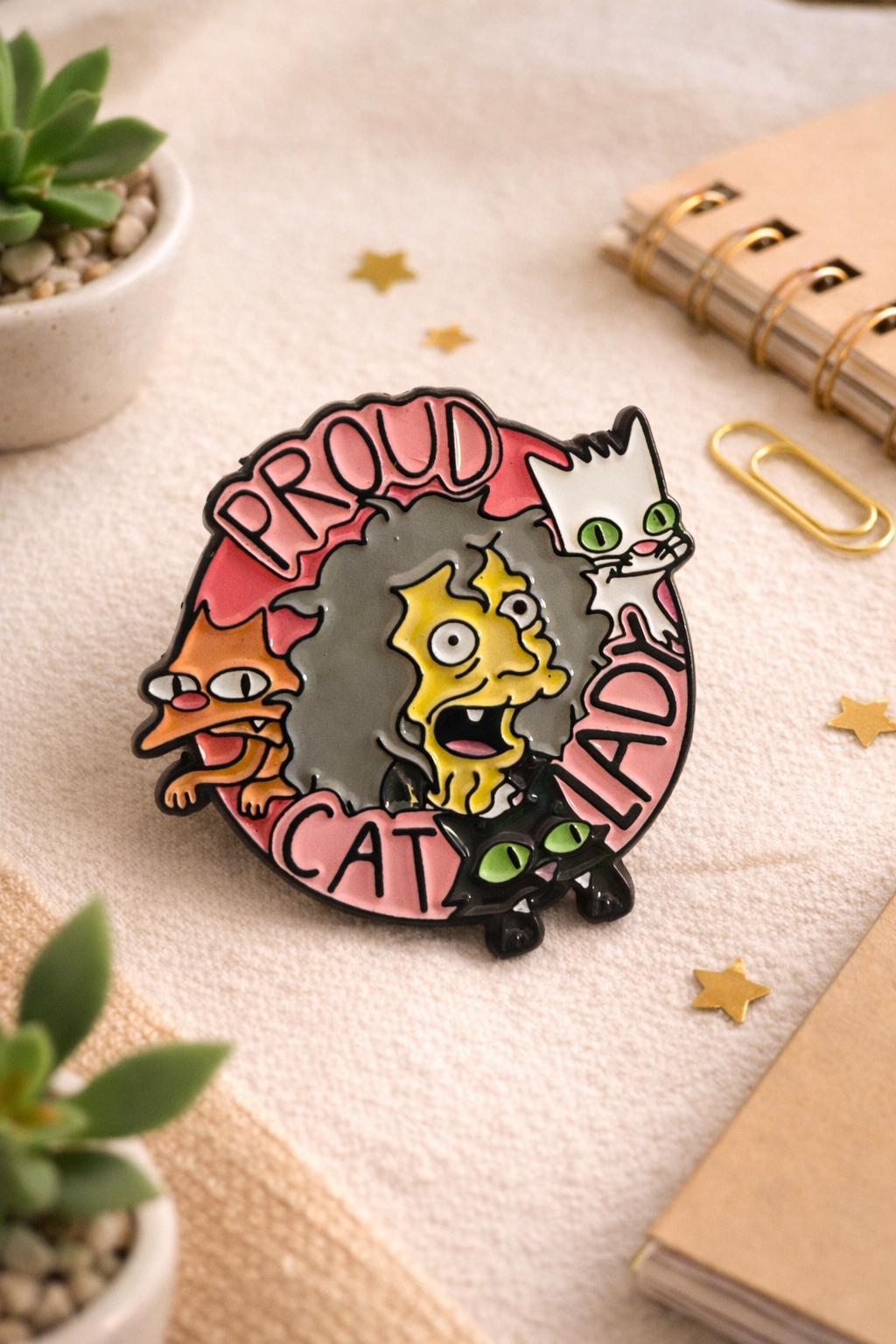 Enamel pin badge - Proud Cat Lady - fun novelty gift badge