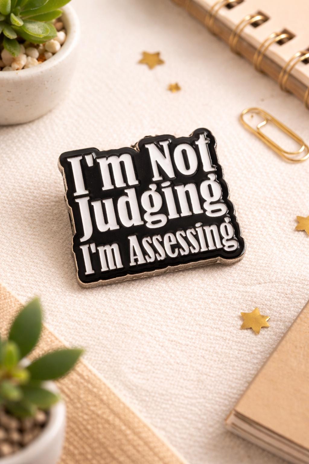 Enamel Pin Badge| Not Judging i'm Assessing | Fun gift -collectors
