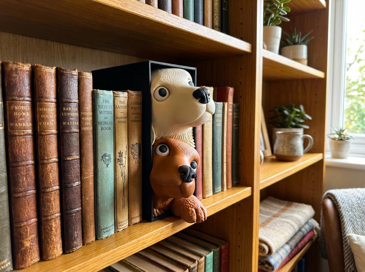 Labrador Dog Book Nook | Whimsical Bookshelf Insert