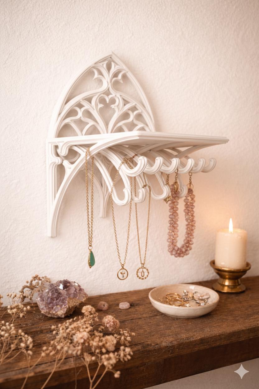 Gothic Arch Wall Shelf & Jewellery Organiser