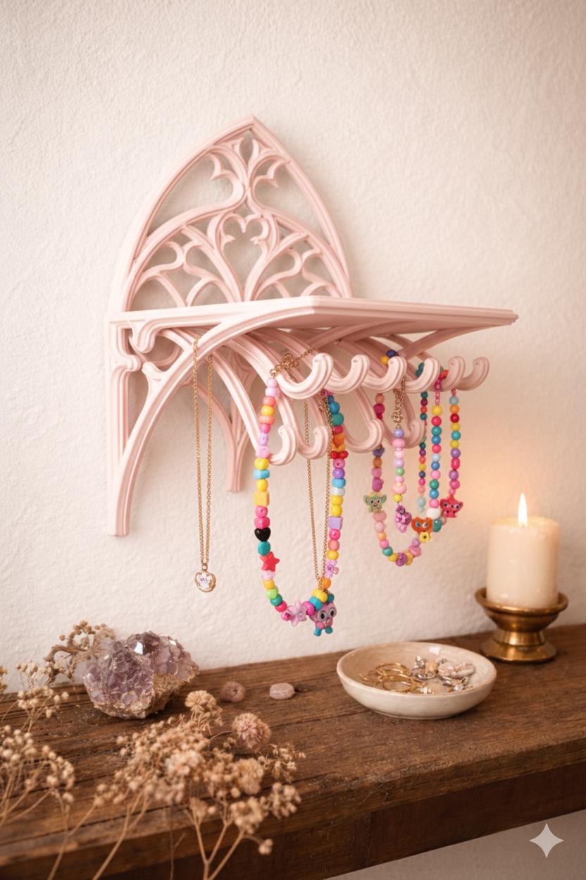 Gothic Arch Wall Shelf & Jewellery Organiser