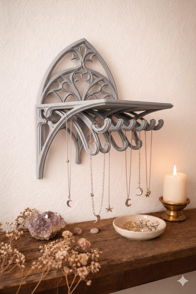 Gothic Arch Wall Shelf & Jewellery Organiser