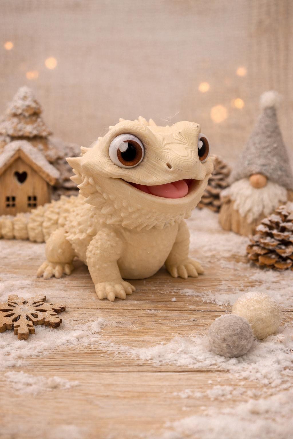 3D Printed Bearded Dragon Figurine – Eco-Friendly Desk Decor