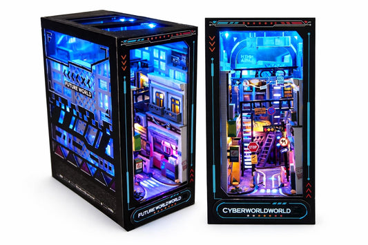 Cyberpunk book nook kit | DIY cyber world bookshelf with led | shelf ornament